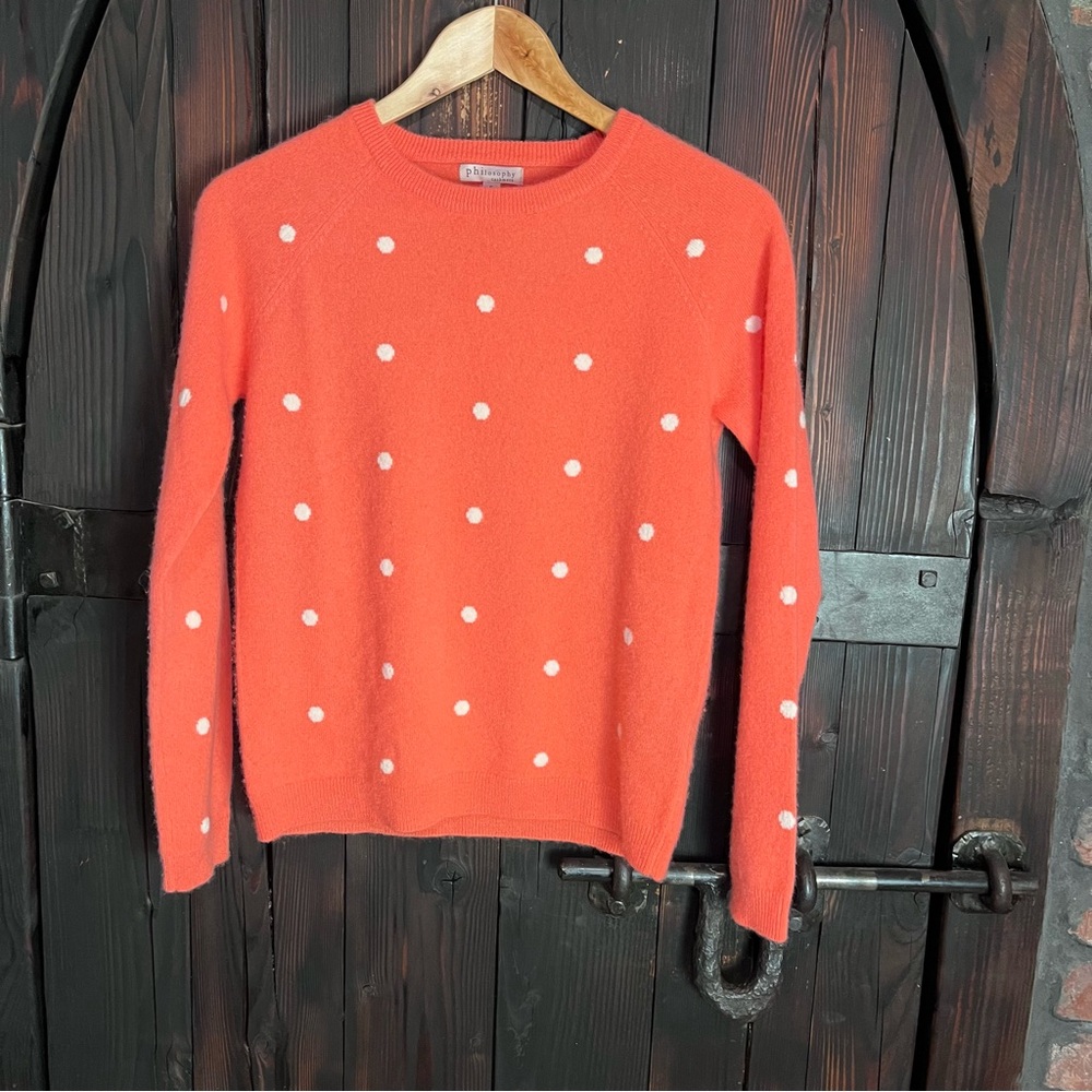 Cashmere Philosophy Orange Sweater with White Dots